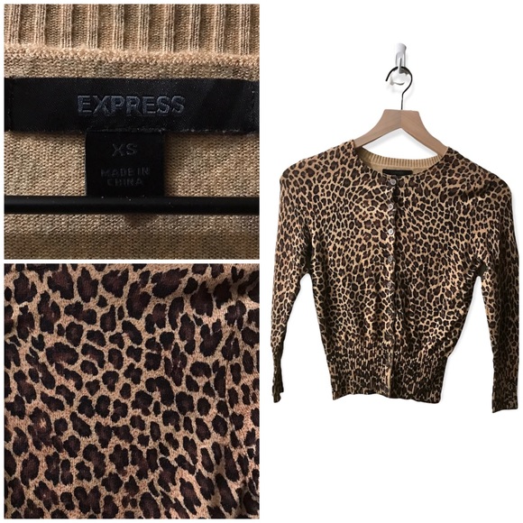 Express Leopard Cardigan Sweater Animal 